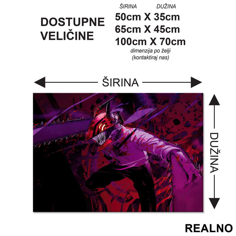 Denji - Purple - Chainsaw Man - Anime - Podmetač za sto