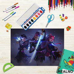 Rumi, Mira And Zoey - Dark - Huntrix - Kpop Demon Hunters - Podmetač za sto