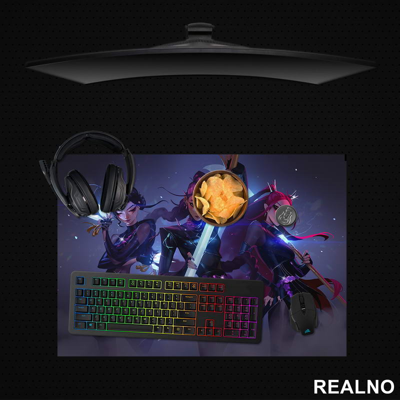 Rumi, Mira And Zoey - Dark - Huntrix - Kpop Demon Hunters - Podmetač za sto
