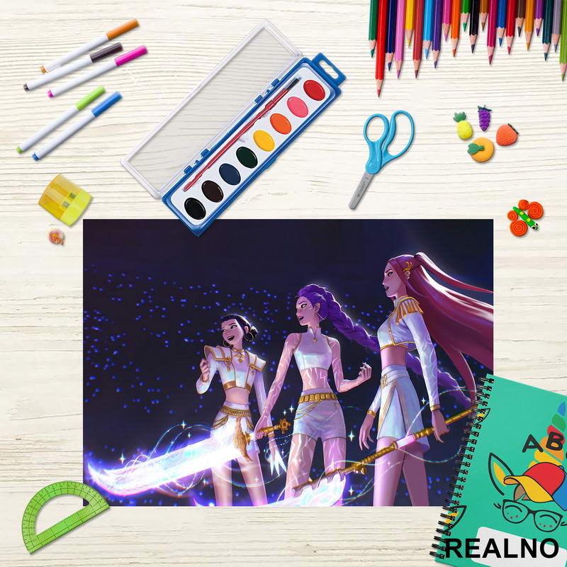 Rumi, Mira And Zoey - Costumes - Huntrix Logo - Kpop Demon Hunters - Podmetač za sto
