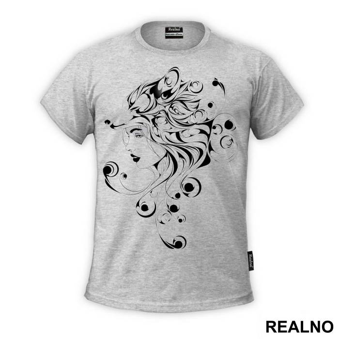 Fox Girl Black Abstract - Art - Majica