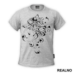 Fox Girl Black Abstract - Art - Majica