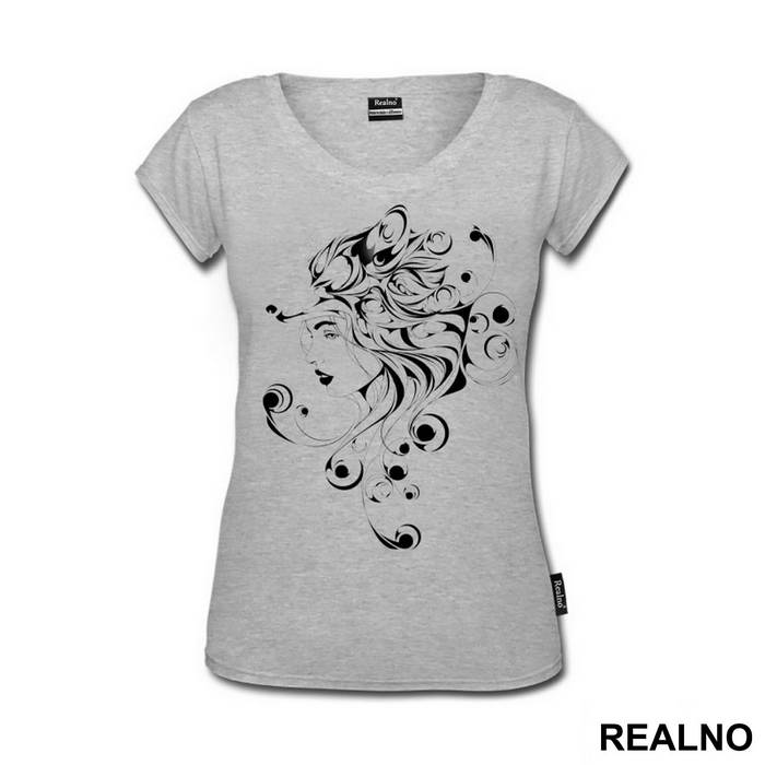 Fox Girl Black Abstract - Art - Majica