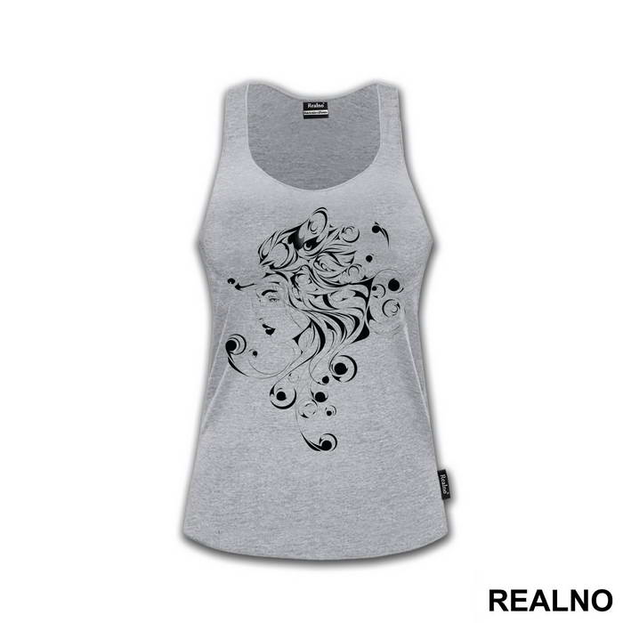 Fox Girl Black Abstract - Art - Majica