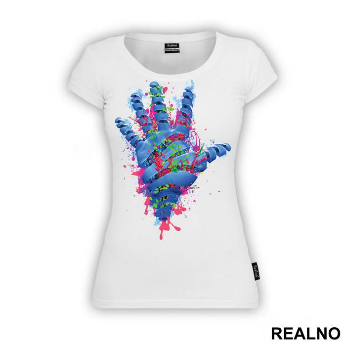 Nature Vs Humans Nature Eruption From Blue Hand - Art - Majica