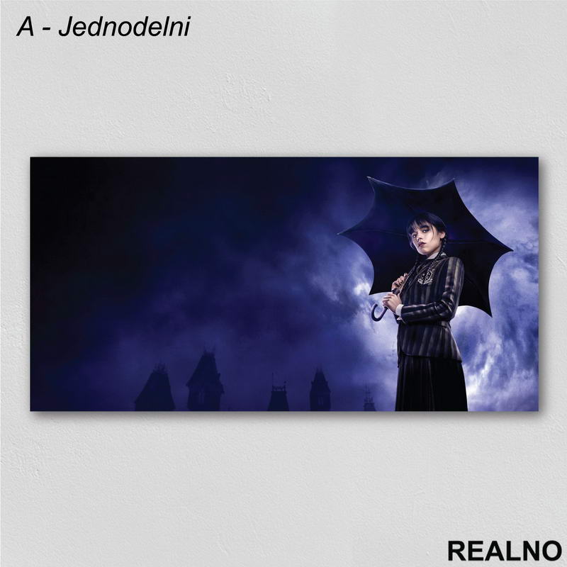 With An Umbrella - Purple Sky - Wednesday - Sreda - Slika na platnu - Kanvas