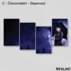 With An Umbrella - Purple Sky - Wednesday - Sreda - Slika na platnu - Kanvas