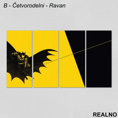 Flying Batman - Yellow Background - Slika na platnu - Kanvas