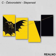 Flying Batman - Yellow Background - Slika na platnu - Kanvas