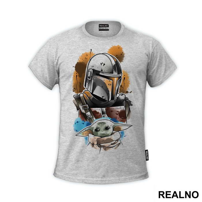 Bounty Hunter And Baby Yoda Paint Splash - Mandalorian - Star Wars
