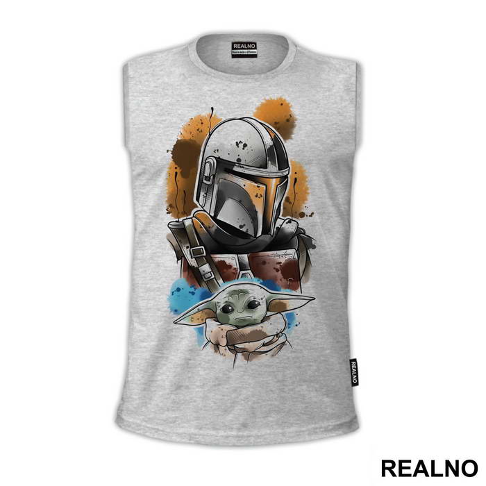 Bounty Hunter And Baby Yoda Paint Splash - Mandalorian - Star Wars