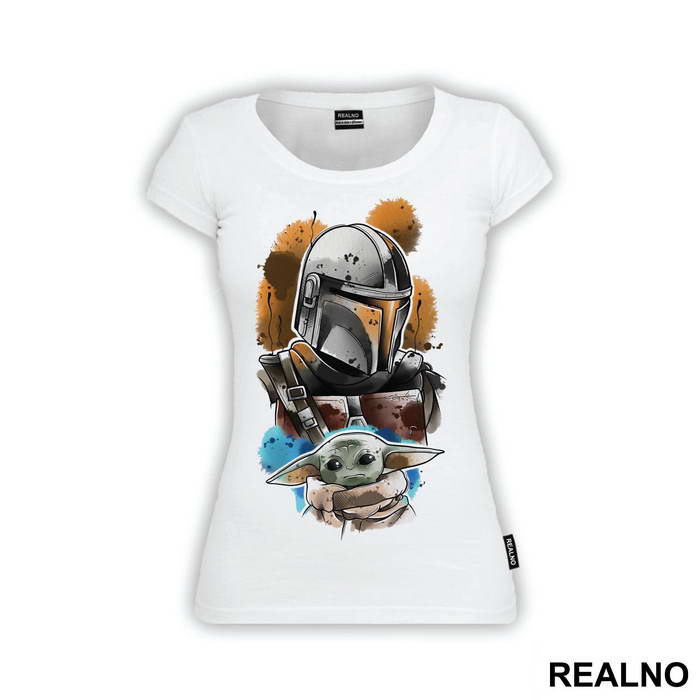 Bounty Hunter And Baby Yoda Paint Splash - Mandalorian - Star Wars