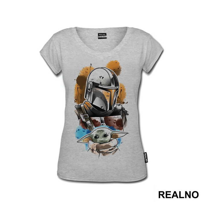 Bounty Hunter And Baby Yoda Paint Splash - Mandalorian - Star Wars