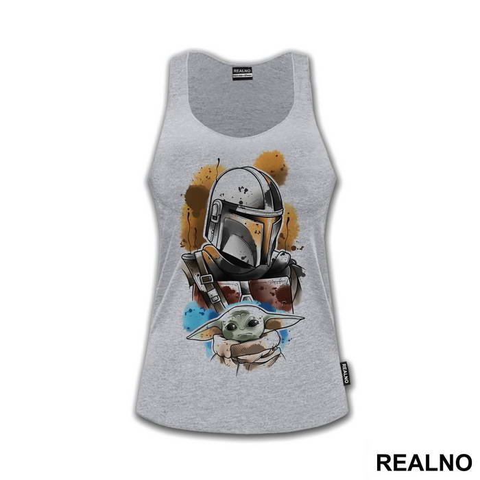 Bounty Hunter And Baby Yoda Paint Splash - Mandalorian - Star Wars
