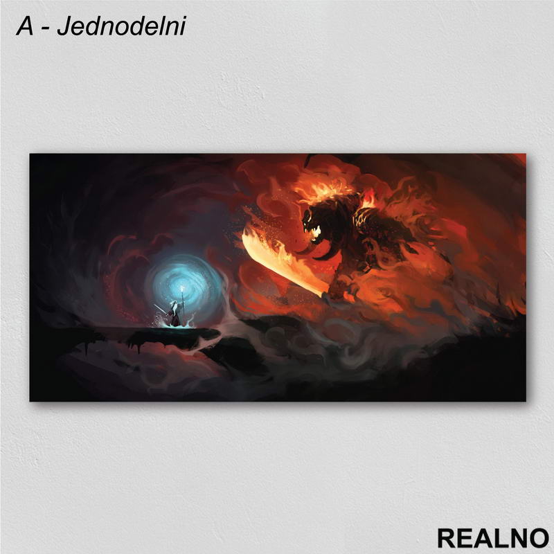 Fight With Balrog - Lord Of The Rings - Slika na platnu - Kanvas
