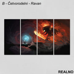 Fight With Balrog - Lord Of The Rings - Slika na platnu - Kanvas