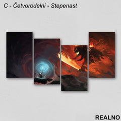 Fight With Balrog - Lord Of The Rings - Slika na platnu - Kanvas