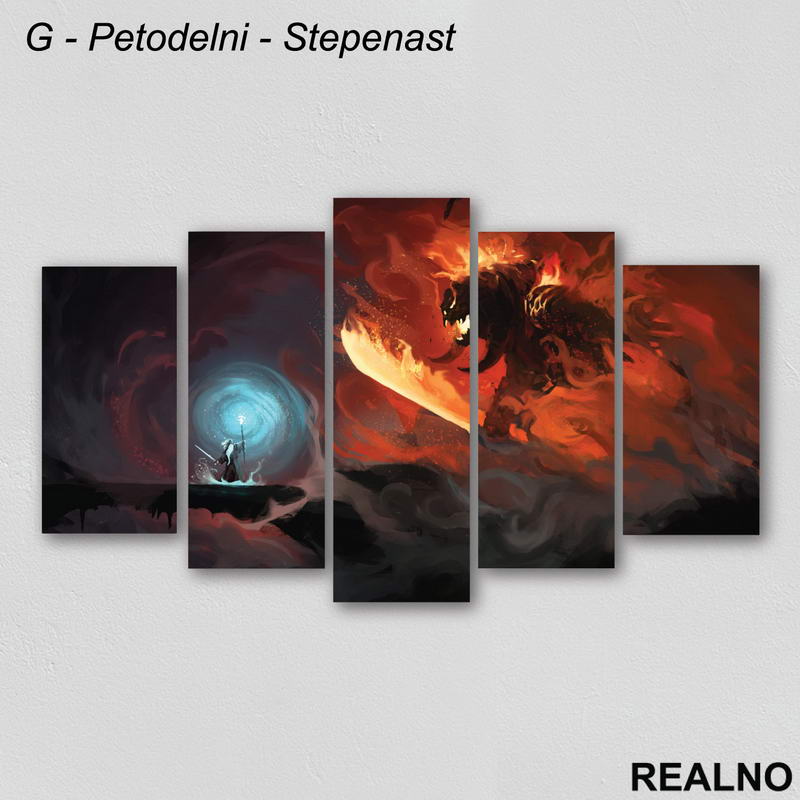 Fight With Balrog - Lord Of The Rings - Slika na platnu - Kanvas