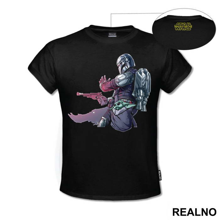 Bounty Hunter Protecting Baby Yoda - Mandalorian - Star Wars