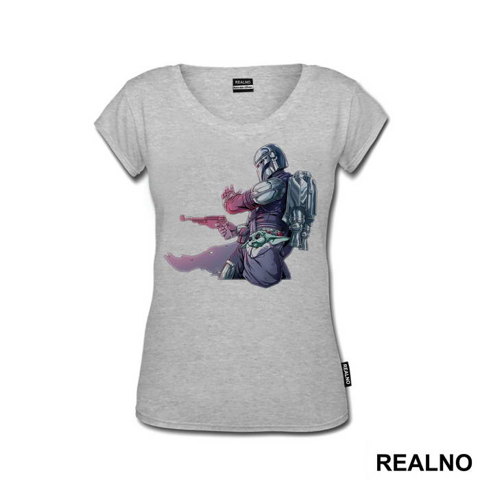 Bounty Hunter Protecting Baby Yoda - Mandalorian - Star Wars