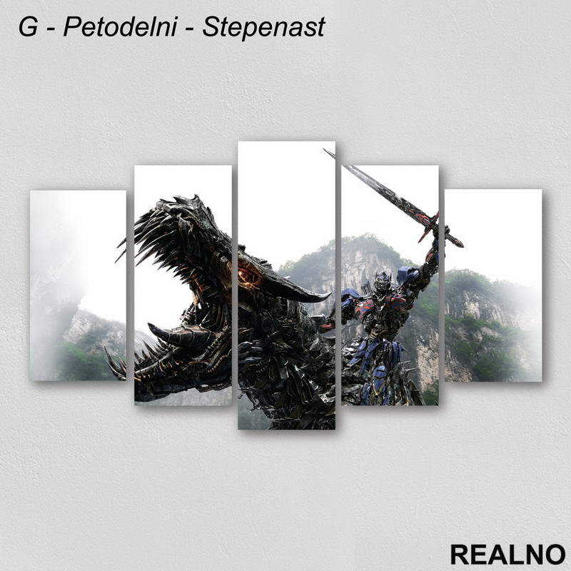 Optimus Prime On Grimlock - Transformers - Slika na platnu - Kanvas