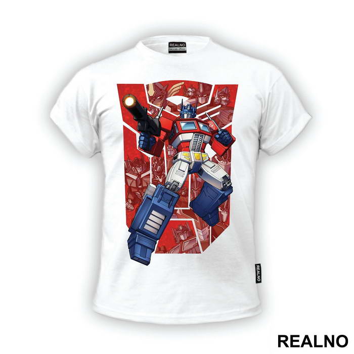 Red Autobot Logo And Optimus Prime - Transformers