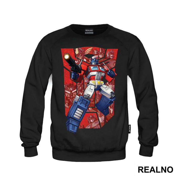 Red Autobot Logo And Optimus Prime - Transformers