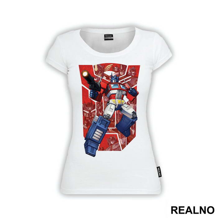 Red Autobot Logo And Optimus Prime - Transformers