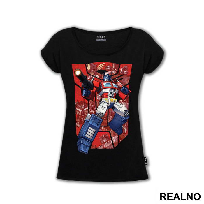 Red Autobot Logo And Optimus Prime - Transformers