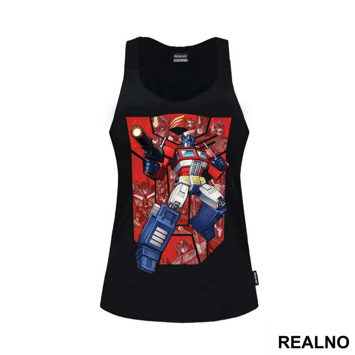 Red Autobot Logo And Optimus Prime - Transformers