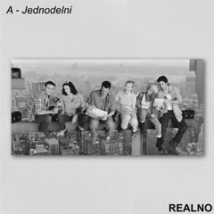 Group Sitting - Black And White - Friends - Slika na platnu - Kanvas