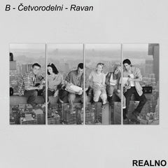 Group Sitting - Black And White - Friends - Slika na platnu - Kanvas
