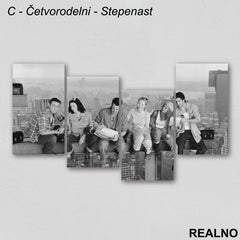 Group Sitting - Black And White - Friends - Slika na platnu - Kanvas