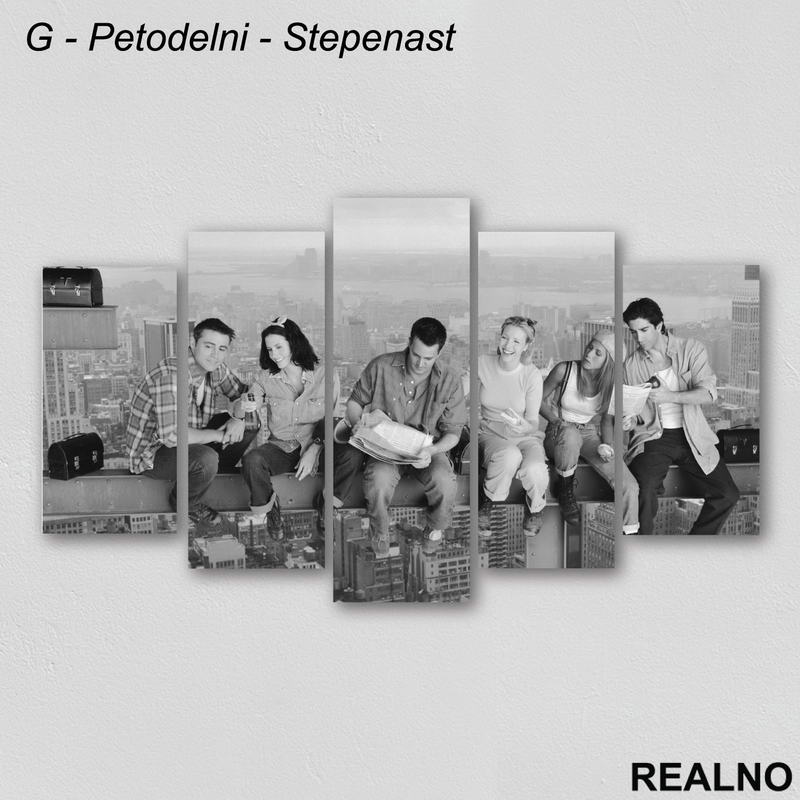 Group Sitting - Black And White - Friends - Slika na platnu - Kanvas