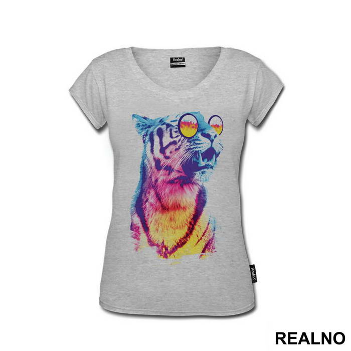 Colorful Tiger With Glasses - Art - Majica