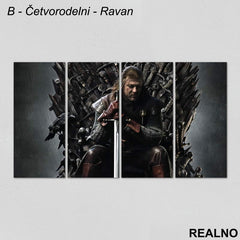 Ned Stark On The Iron Throne - Colors - Game Of Thrones - GOT - Slika na platnu - Kanvas