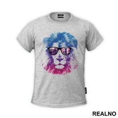 Blue Lion With Glasses And Zebras - Art - Majica