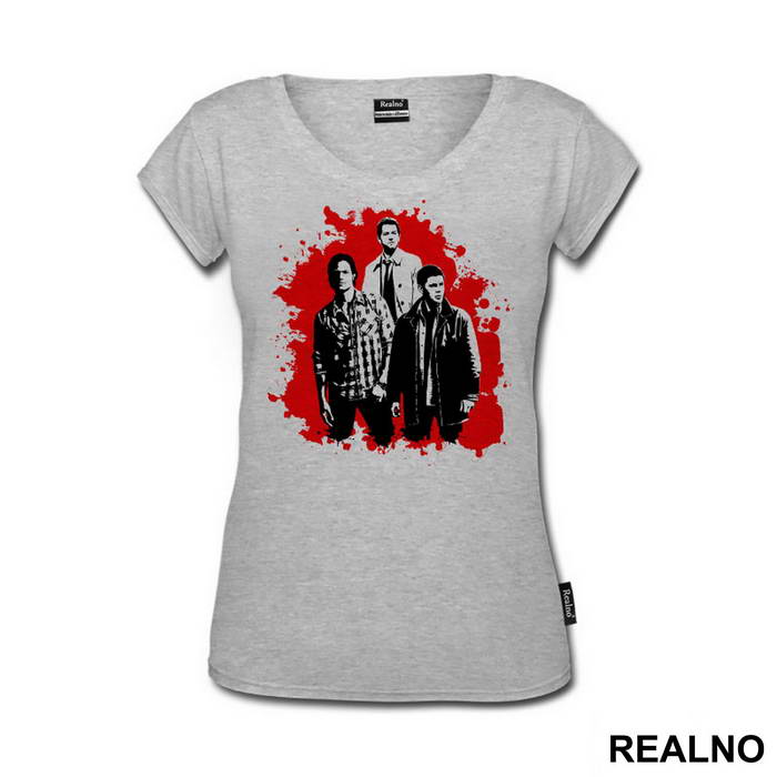 Dean, Sam And Castiel - Black And Red Splatter - Supernatural