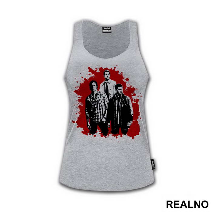 Dean, Sam And Castiel - Black And Red Splatter - Supernatural