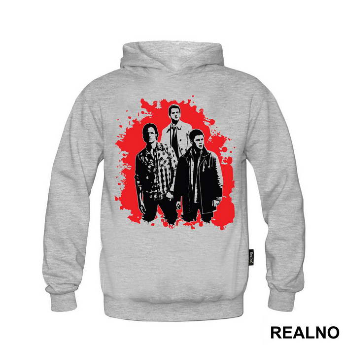 Dean, Sam And Castiel - Black And Red Splatter - Supernatural