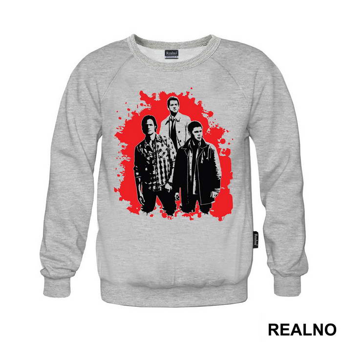 Dean, Sam And Castiel - Black And Red Splatter - Supernatural