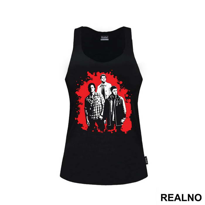 Dean, Sam And Castiel - Black And Red Splatter - Supernatural
