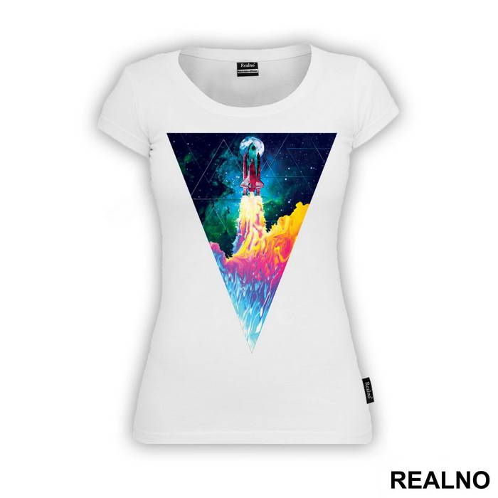 Triangle Space With Rocket Launching - Art - Majica