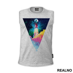 Triangle Space With Rocket Launching - Art - Majica