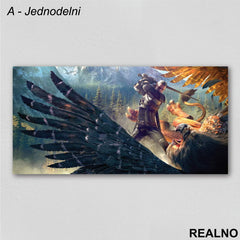 Geralt Fighting - The Witcher - Slika na platnu - Kanvas