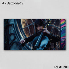 Playing A Cello In Front Of The Window - Wednesday - Sreda - Slika na platnu - Kanvas