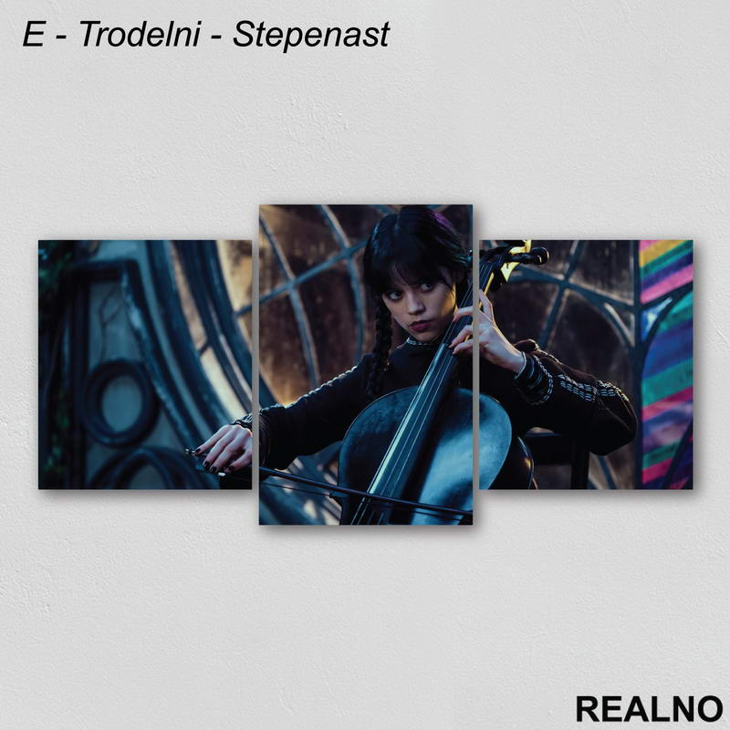 Playing A Cello In Front Of The Window - Wednesday - Sreda - Slika na platnu - Kanvas