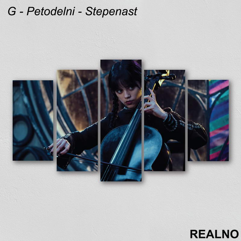 Playing A Cello In Front Of The Window - Wednesday - Sreda - Slika na platnu - Kanvas