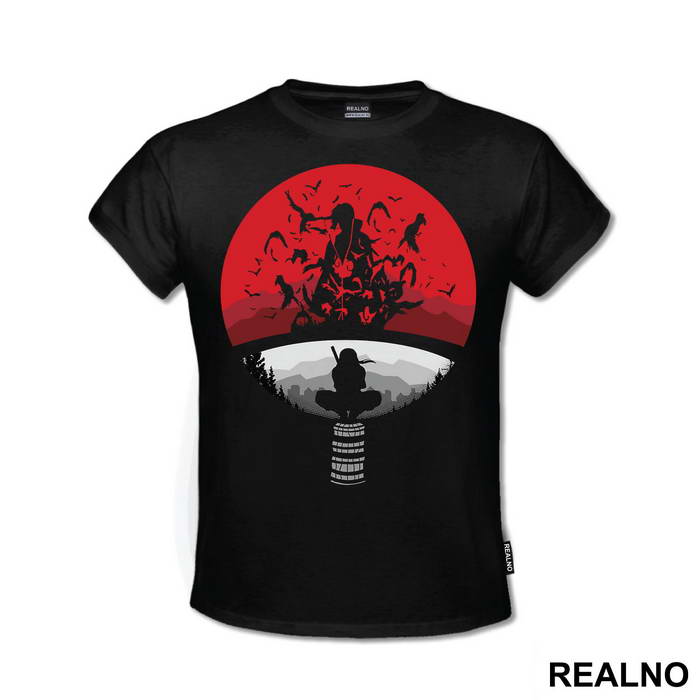 Itachi With Crows And Moon - Uchiha Clan Logo - Naruto