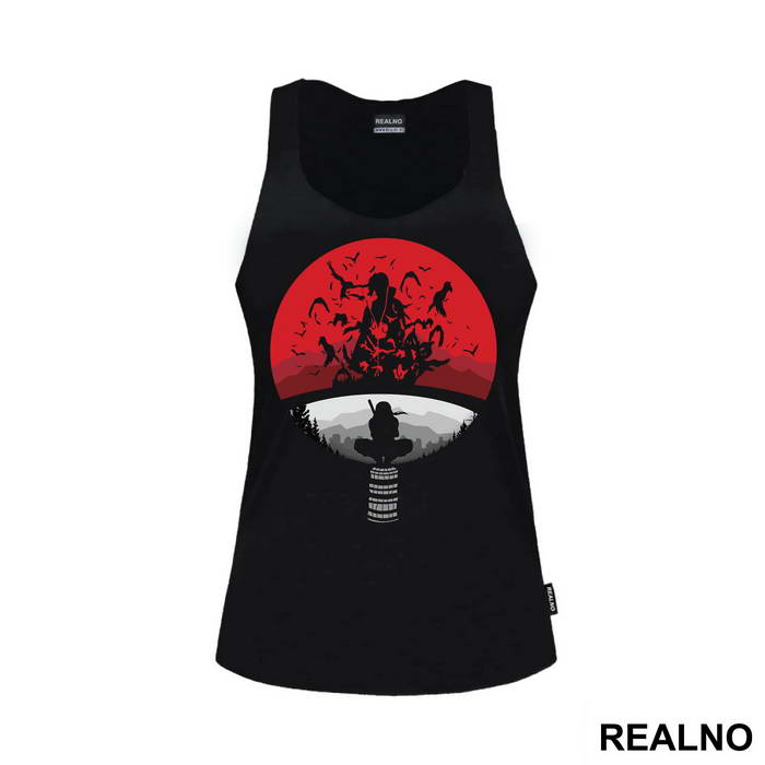 Itachi With Crows And Moon - Uchiha Clan Logo - Naruto
